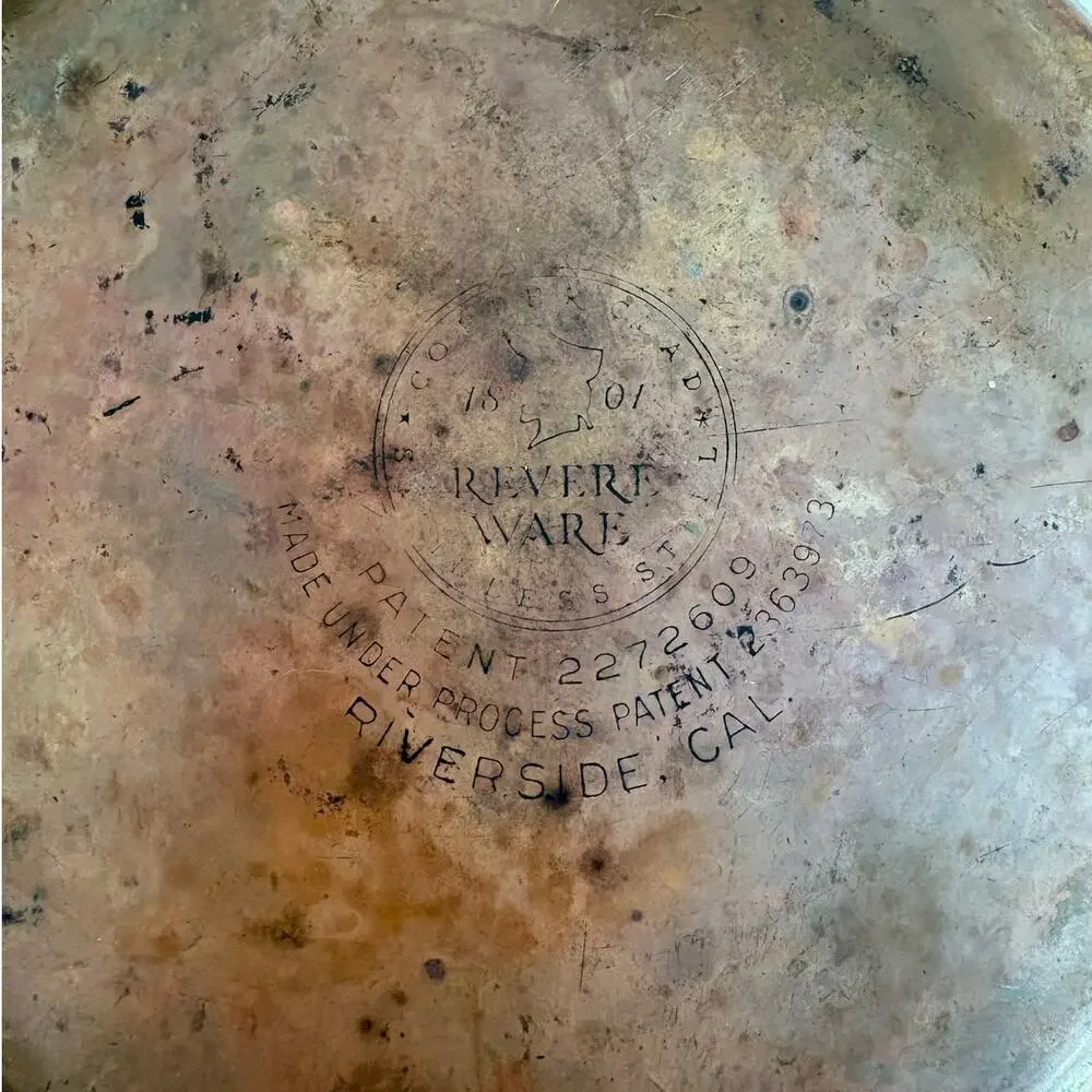 Vintage Revere Ware riverside CA 1801 copper clad frying pan with lid